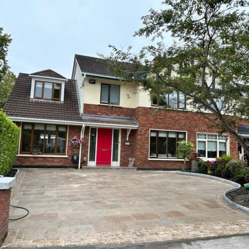 Driveway with Granite Slabs and Natural Stone Border in Blanchardstown,…