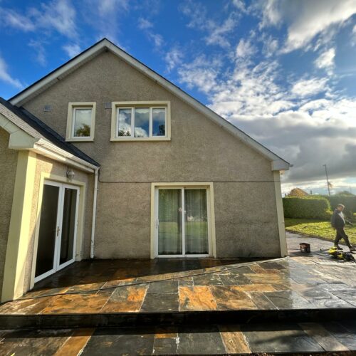 Raised Patio with Limestone and Belvedere Flagstones in Kildare