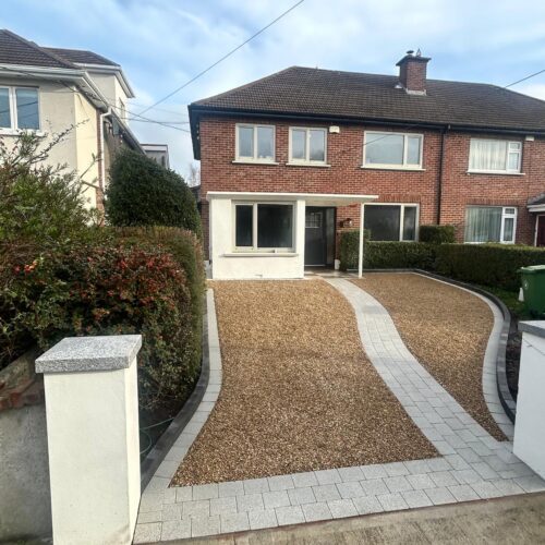 Gravelled Driveway with Newgrange Paving in Leopardstown, Dublin