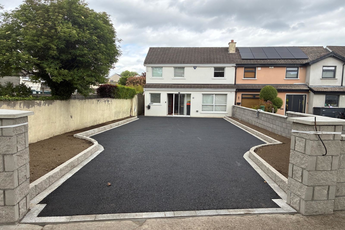 SMA Asphalt Driveway with New Wall and Pillars in Rathfarnham, Co. Dublin