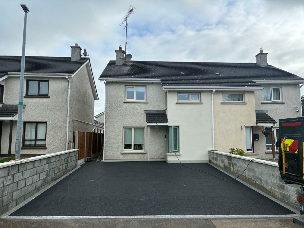 Asphalt Driveway with Granite Borderlines and New Walls in Navan, Co. Meath