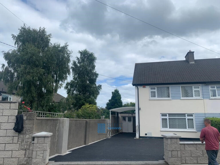 Asphalt Driveway with New Pillars and Walls in Stillorgan, Dublin