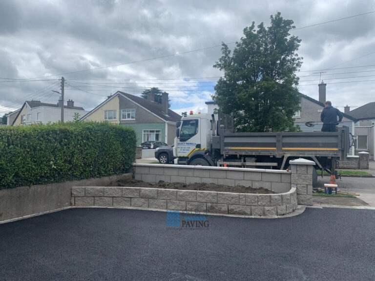 Asphalt Driveway with New Pillars and Walls in Stillorgan, Dublin