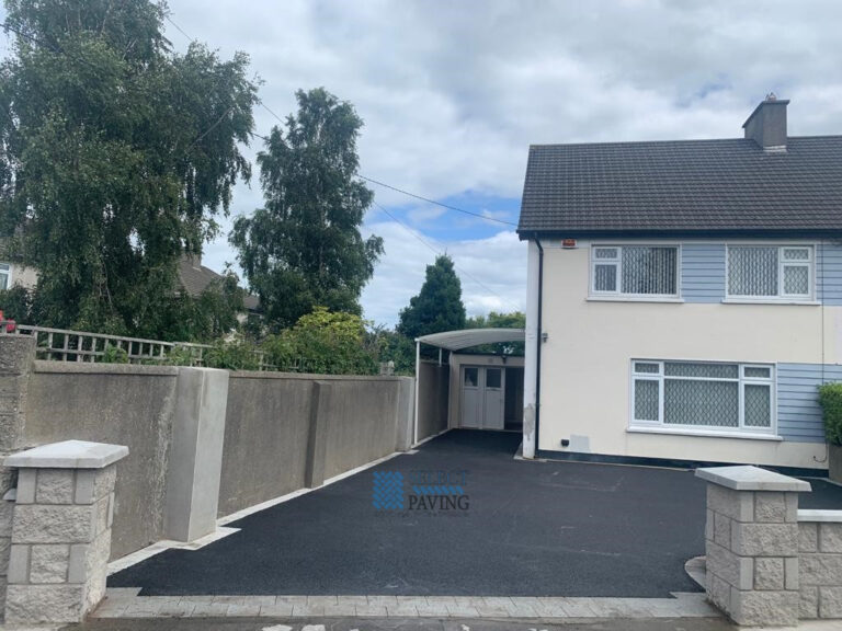 Asphalt Driveway with New Pillars and Walls in Stillorgan, Dublin