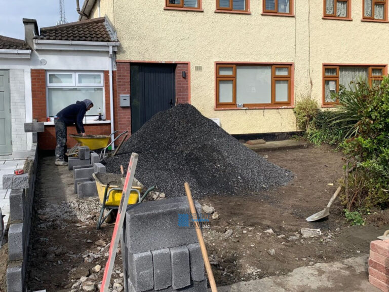 Asphalt Driveway with New Wall and Brick Pillars in Santry, Dublin