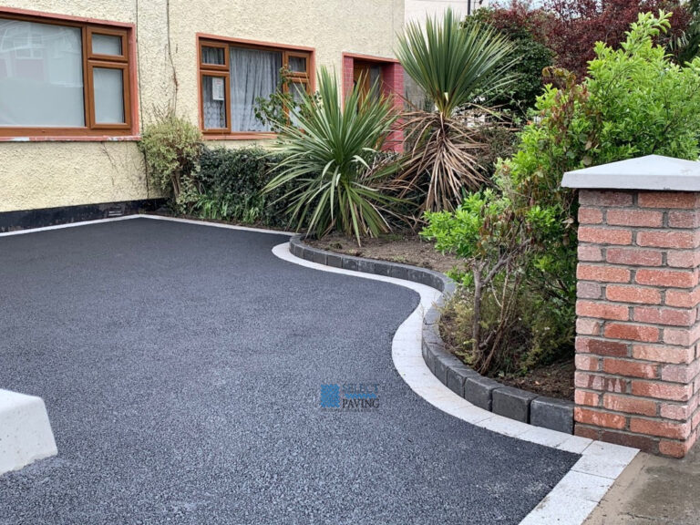 Asphalt Driveway with New Wall and Brick Pillars in Santry, Dublin