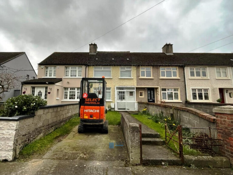 Driveway with Charcoal Grey Tegula Paving and New Block Pillars with Granite Caps in Palmerstown, Dublin