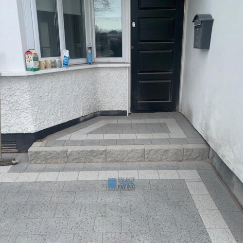 Driveway with Grey and Silver Granite Corrib Blocks in Santry, Dublin