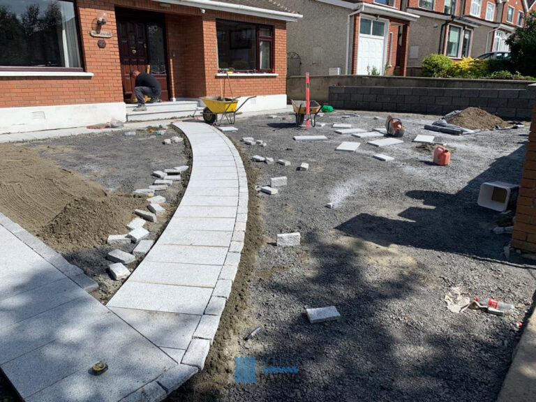 Golden Gravel Driveway with Granite Pathway and Steps in Rathfarnham, Dublin