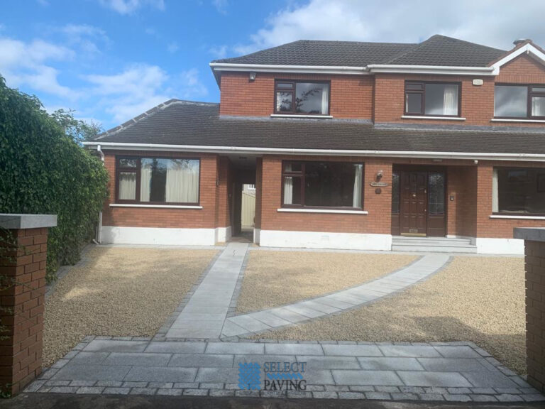 Golden Gravel Driveway with Granite Pathway and Steps in Rathfarnham, Dublin