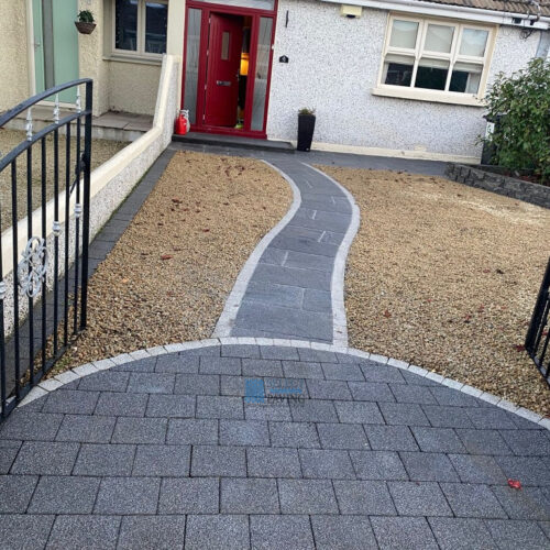 Gravel Driveway with Granite Apron and Belvedere Granite Patio in Terenure, Dublin