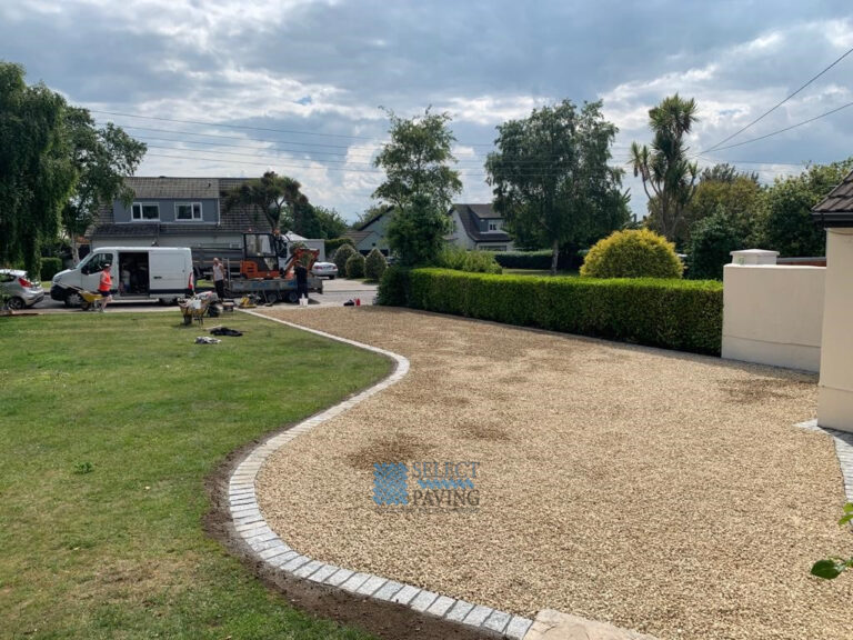 Gravel Driveway with Granite Cobbles for Apron in Sutton, Dublin