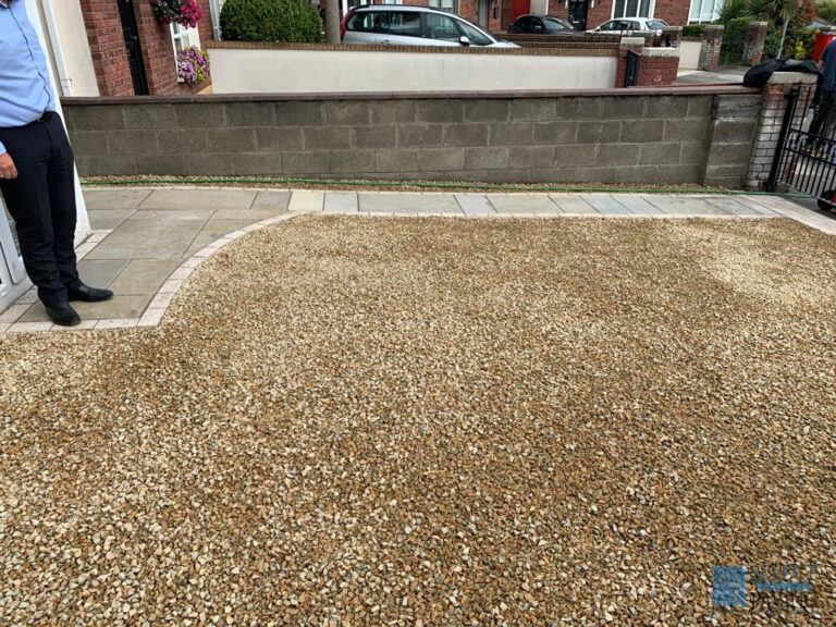 Gravel Driveway with Limestone Pathway and Granite Cobbles in Beaumont, Dublin
