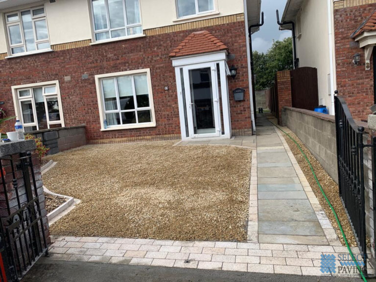Gravel Driveway with Limestone Pathway and Granite Cobbles in Beaumont, Dublin