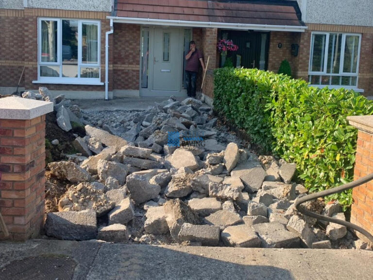 New Paved Driveway with Connemara Walling in Clonsilla, Dublin