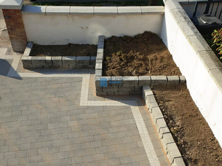 New Paved Driveway with Connemara Walling in Clonsilla, Dublin