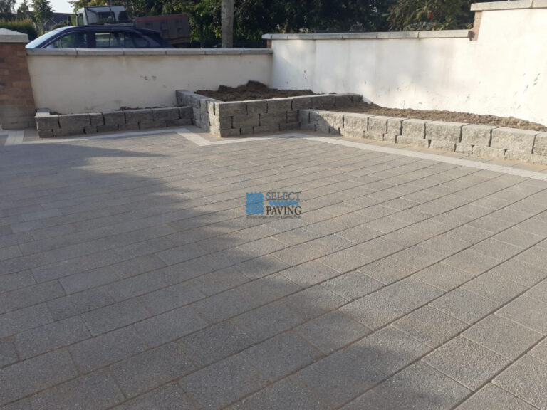 New Paved Driveway with Connemara Walling in Clonsilla, Dublin