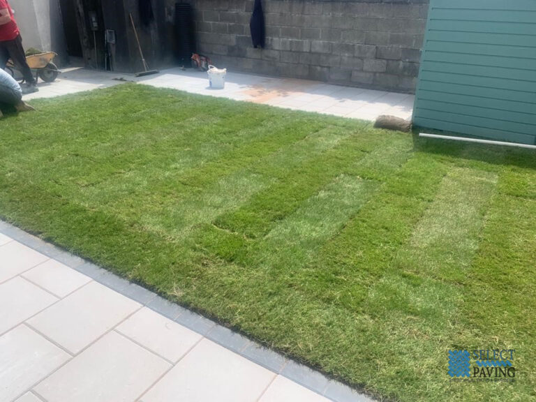 Patio with Charcoal Border and New Lawn in Clontarf, Dublin