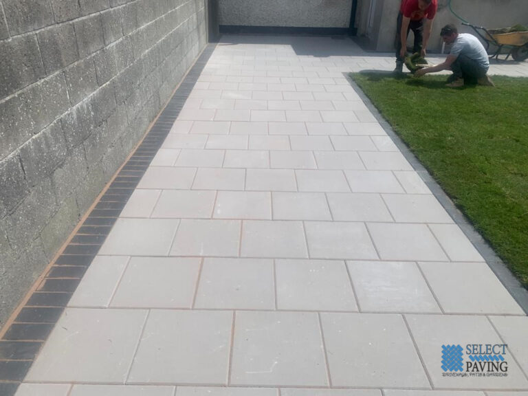 Patio with Charcoal Border and New Lawn in Clontarf, Dublin