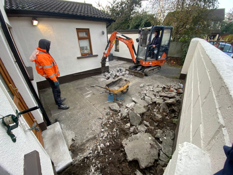 Patio with Silver Granite Flags and Charcoal Granite Paving Brick in Palmerstown, Dublin