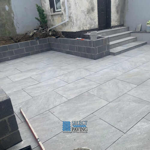 Porcelain Tiled Patio with Steps and Walling in Saggart, Co. Dublin