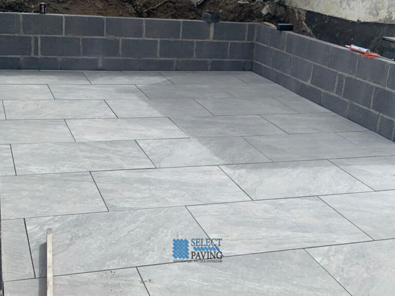 Porcelain Tiled Patio with Steps and Walling in Saggart, Co. Dublin