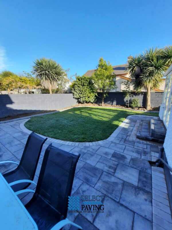 Silver Grey Patio with New Doorstep and Flower Beds in Swords, Dublin