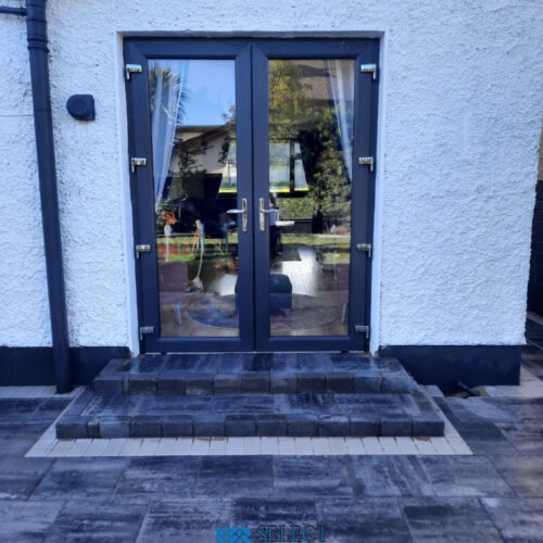 Silver Grey Patio with New Doorstep and Flower Beds in Swords, Dublin