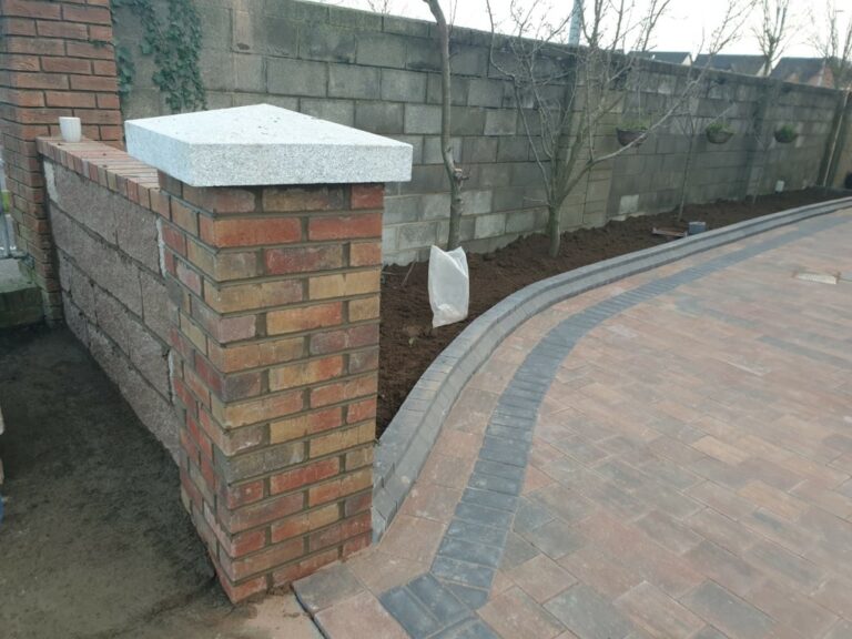 Corrib Driveway with New Brick Pillars in Clonsilla, Dublin