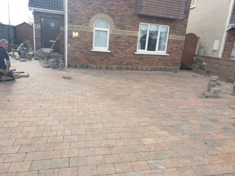 Corrib Driveway with New Brick Pillars in Clonsilla, Dublin