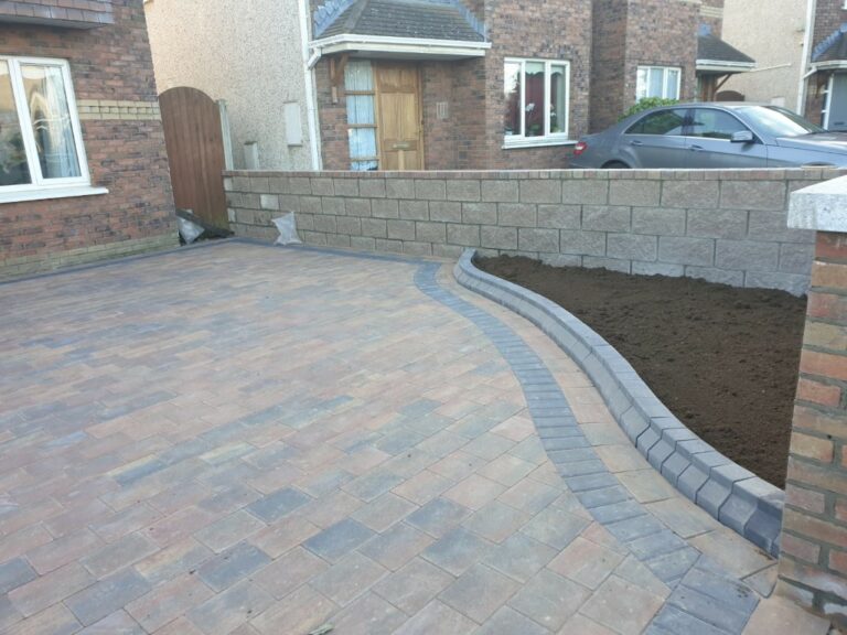 Corrib Driveway with New Brick Pillars in Clonsilla, Dublin