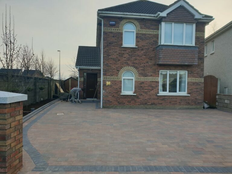 Corrib Driveway with New Brick Pillars in Clonsilla, Dublin