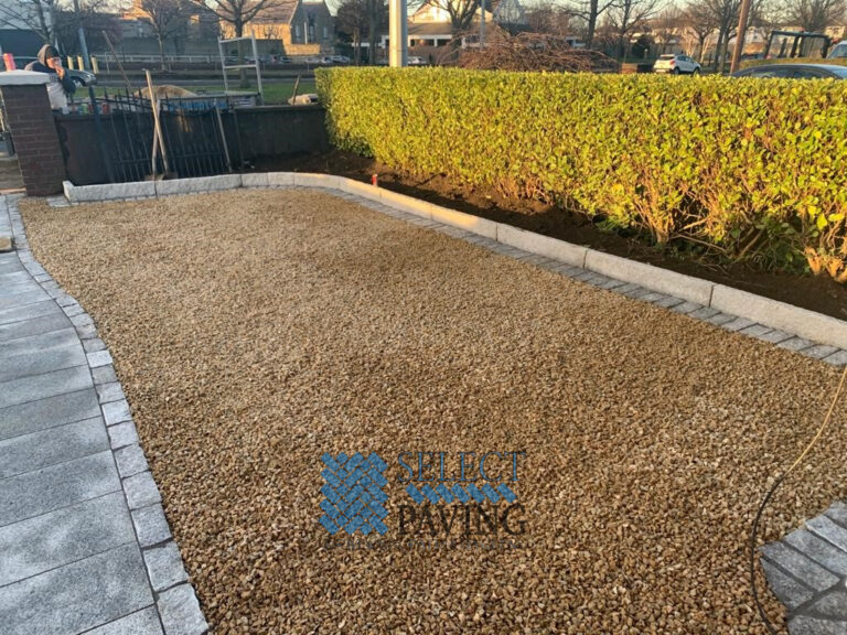 Gold Gravel Driveway with Granite Pathway in Dublin