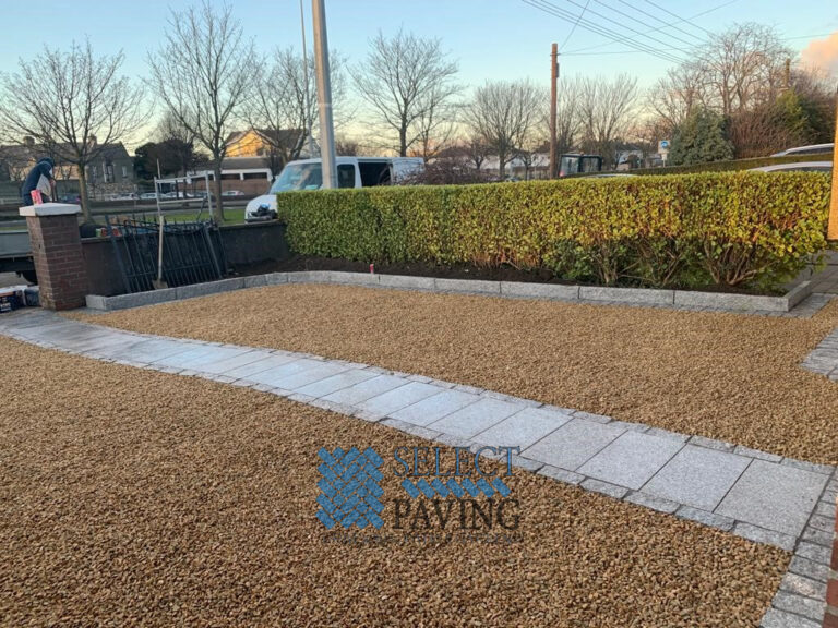 Gold Gravel Driveway with Granite Pathway in Dublin