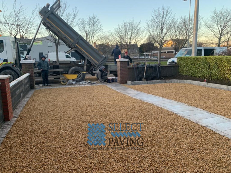 Gold Gravel Driveway with Granite Pathway in Dublin