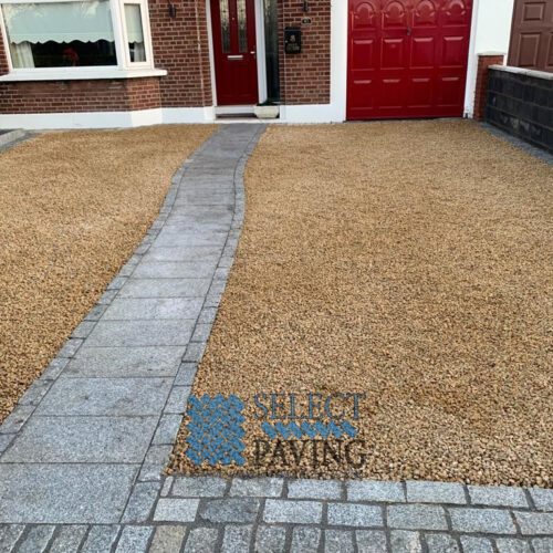 Gold Gravel Driveway with Granite Pathway in Dublin