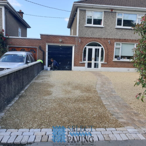 Gravel Driveway with Buff Granite Cobbles in Glasnevin, Dublin