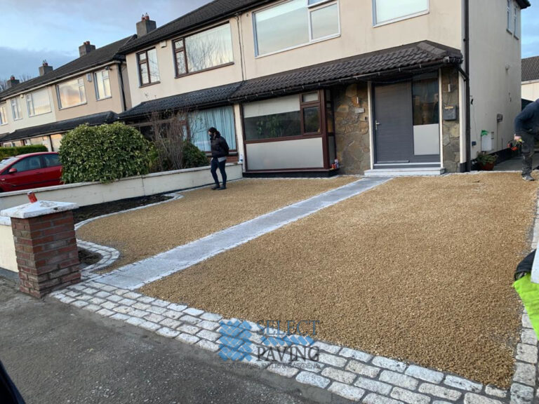 Gravel Driveway with Cobblestone Footpath and Fencing in Templeogue, Dublin