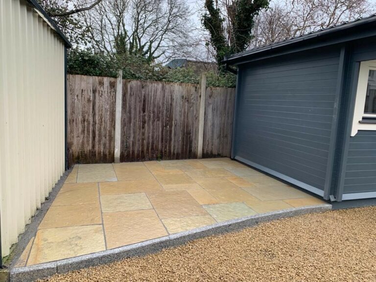 Limestone Patio with Gravel Pathway in Dublin