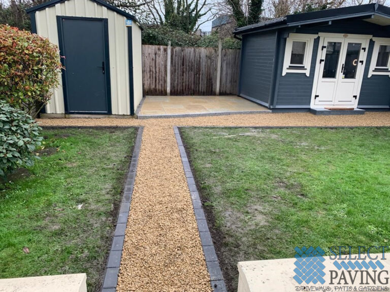 Limestone Patio with Gravel Pathway in Dublin