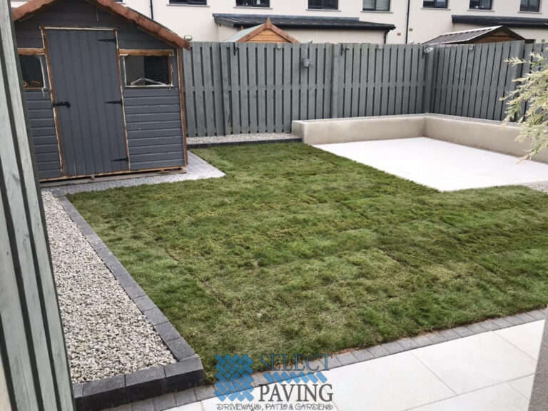 Patio with Boxed Flower-Beds and Roll-Out Grass in Lucan, Dublin