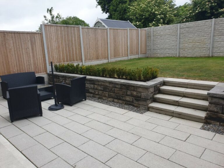 Patio with Connemara Walling in Dundrum, Dublin