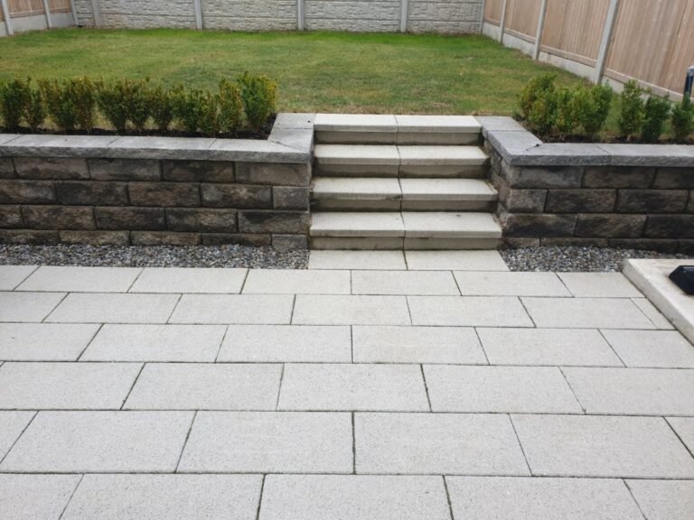 Patio with Connemara Walling in Dundrum, Dublin