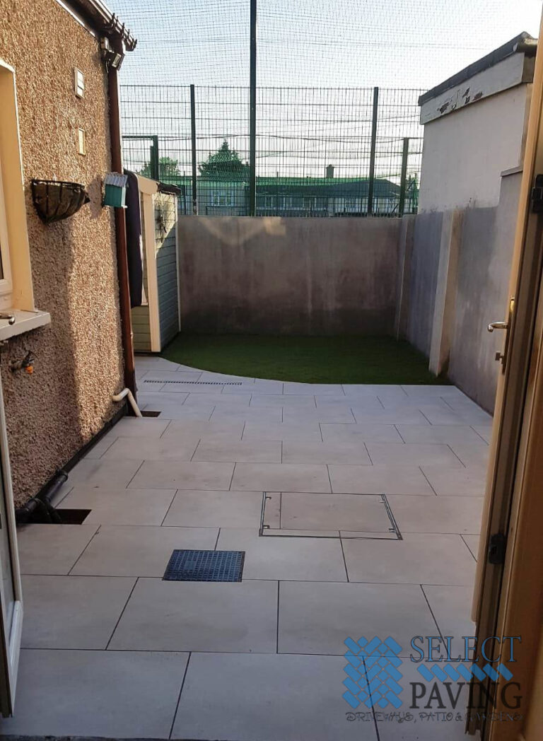Patio with Porcelain Tiles and Artificial Grass in East Wall, Dublin