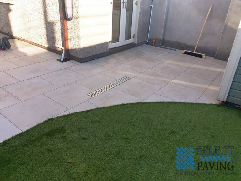 Patio with Porcelain Tiles and Artificial Grass in East Wall, Dublin