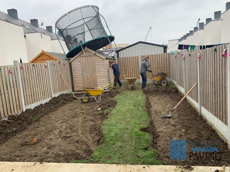 Silver Grey Patio with Artificial Grass in Ballymun, Dublin